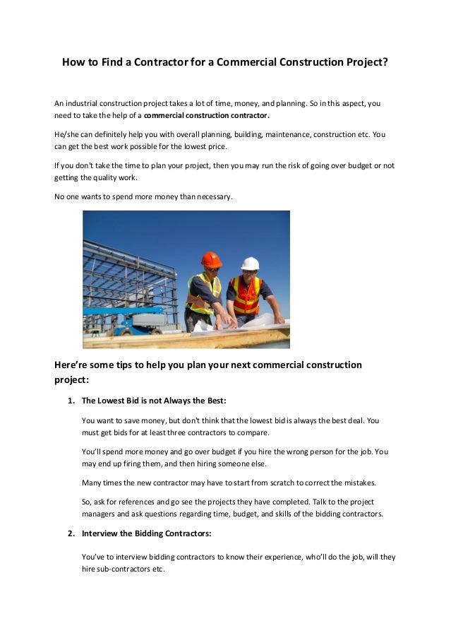 Find A Contractor >> How To Find A Contractor For A Commercial Construction Project Find A Contractor >> How To Find A Contractor For A Commercial Construction Project