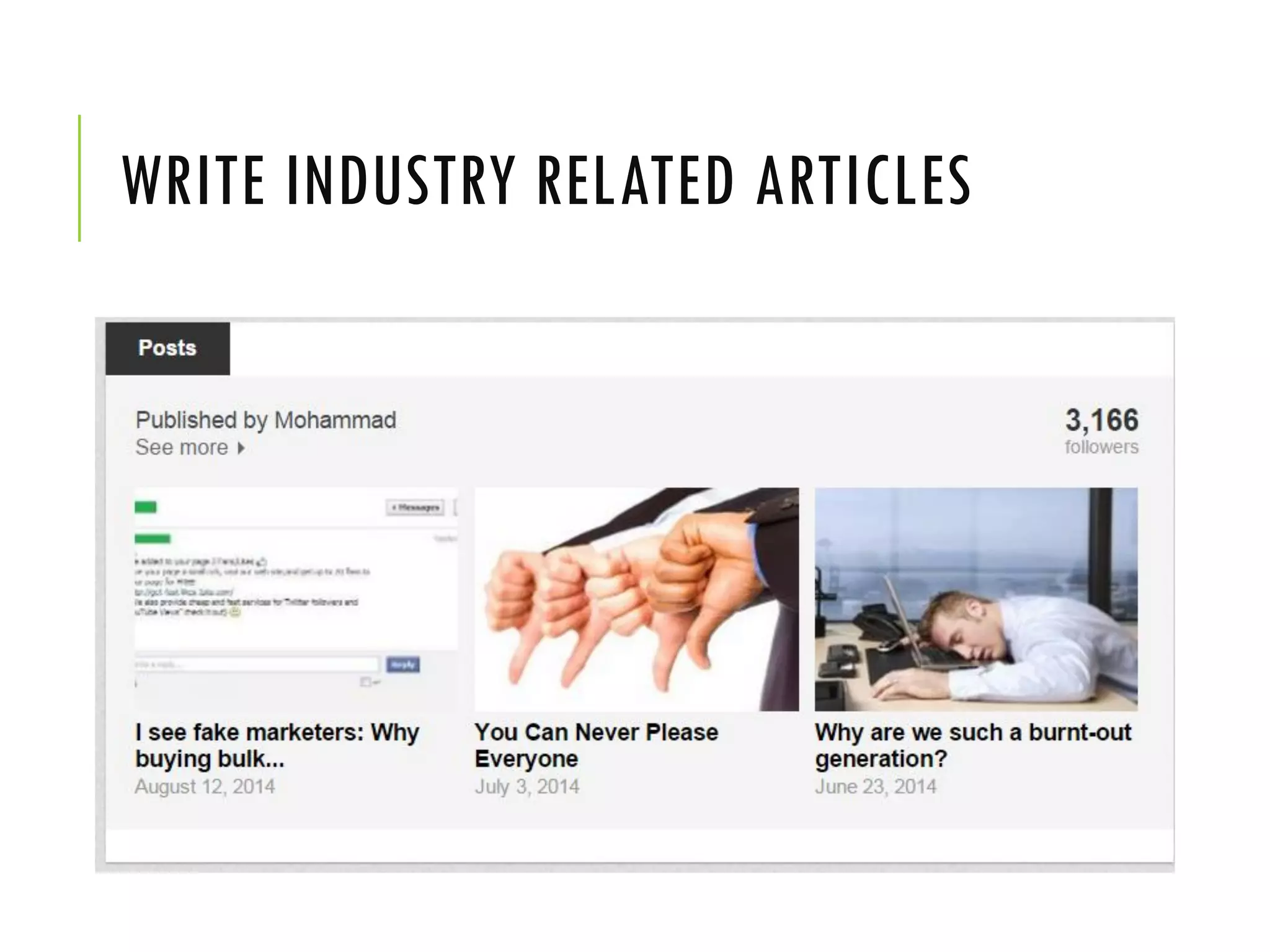 WRITE INDUSTRY RELATED ARTICLES
 