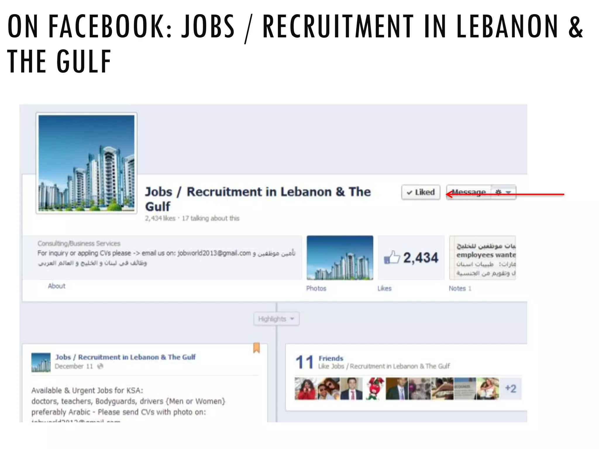 ON FACEBOOK: JOBS / RECRUITMENT IN LEBANON &
THE GULF
 