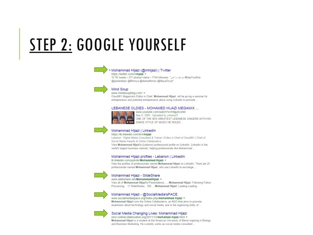 STEP 2 GOOGLE YOURSELF