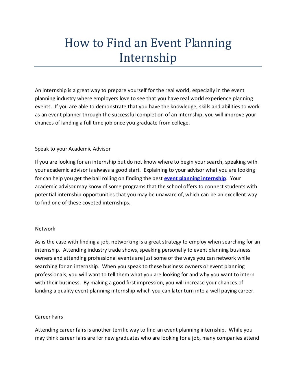 How to Find an Event Planning Internship