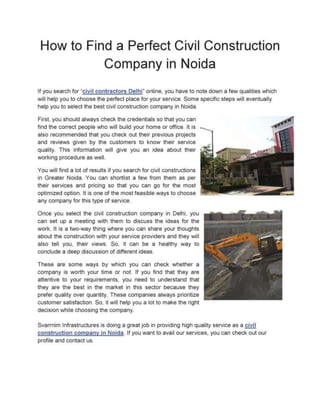 How to Find a Perfect Civil Construction Company in Noida.ppt