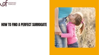 HOW TO FIND A PERFECT SURROGATE
 
