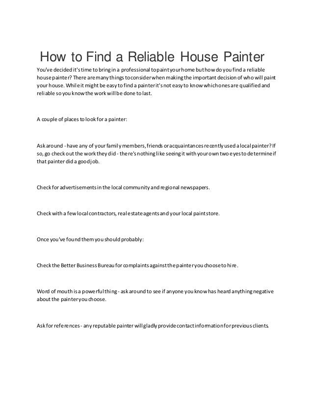 How to find a reliable house painter