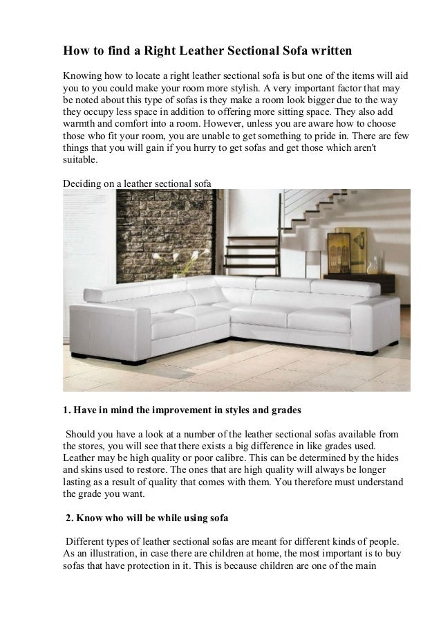 How To Find A Right Leather Sectional Sofa Written