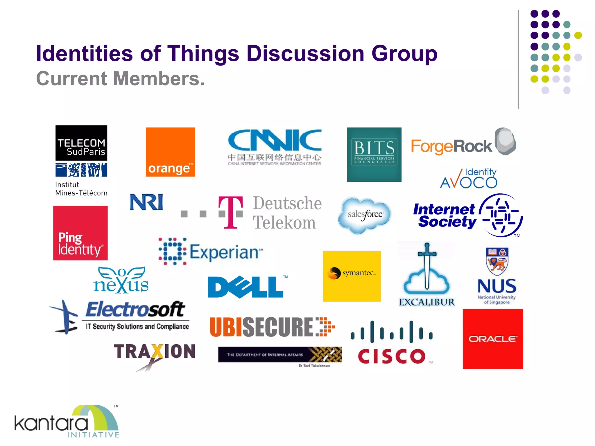 Identities of Things Discussion Group 
Current Members. 
 