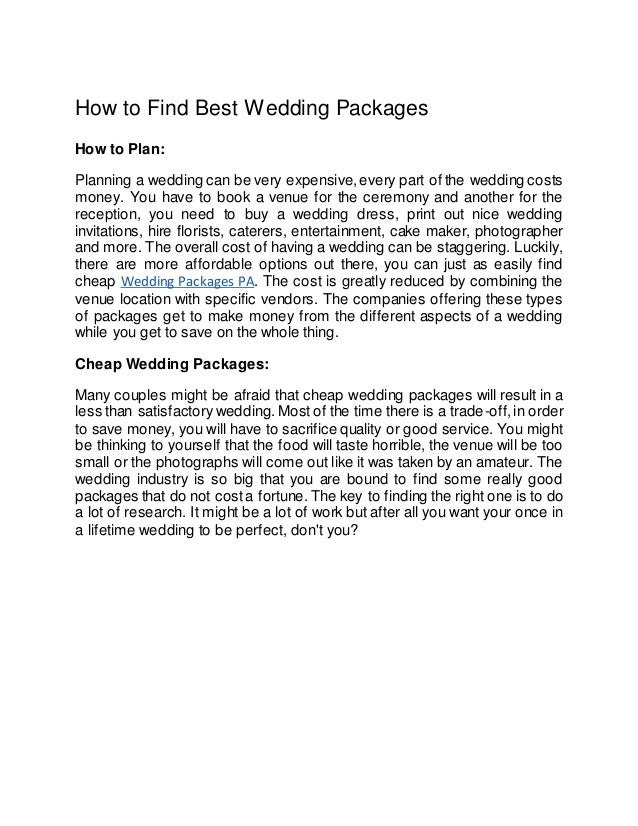 How To Find Best Wedding Packages