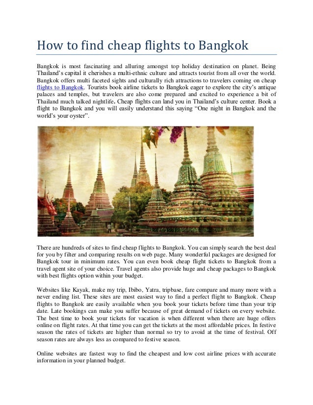 How to find cheap flights to bangkok