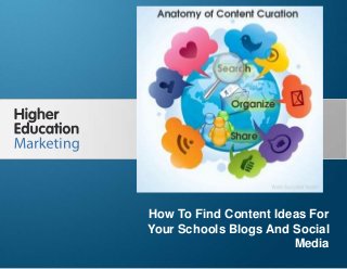 How To Find Content Ideas For Your
Schools Blogs And Social Media
Slide 1
How To Find Content Ideas For
Your Schools Blogs And Social
Media
 
