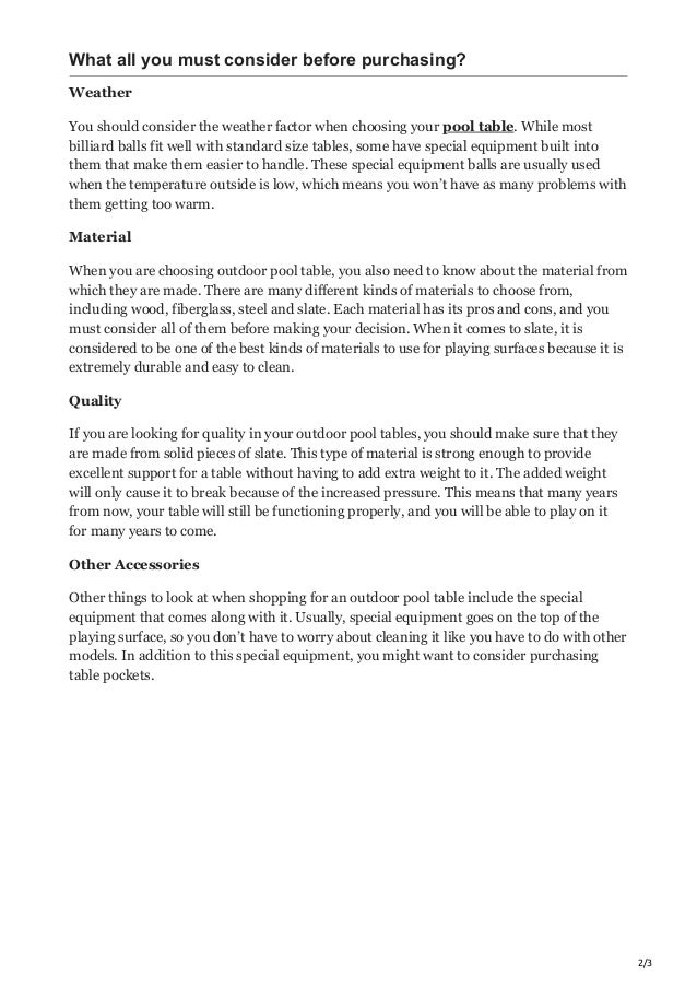 How to find durable and weather resistant outdoor pool table