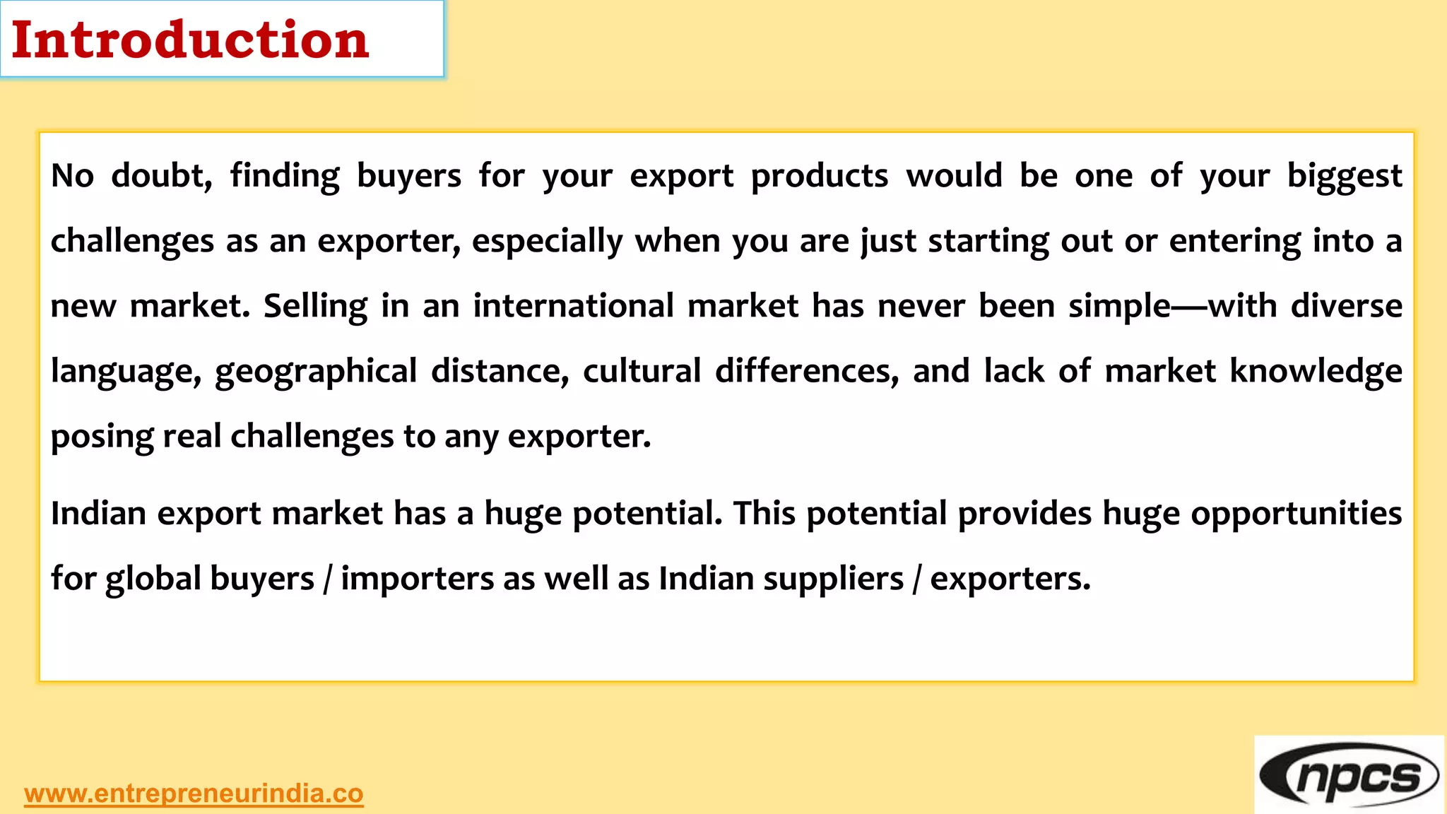 How to Find Foreign Buyers or Importers: Find Buyers Fast in International  Market | PPTX