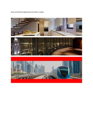 How to Find Great Apartments for Rent in Dubai
 