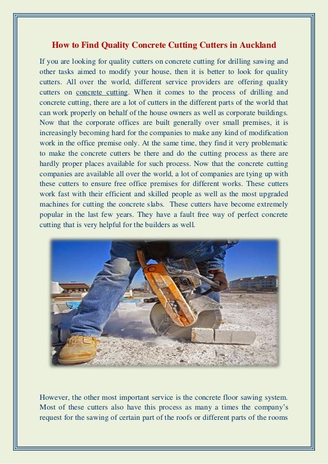 How to Find Quality Concrete Cutting Cutters in Auckland