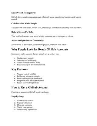How to Find and Use Reliable GitHub Accounts for Developers | DOCX