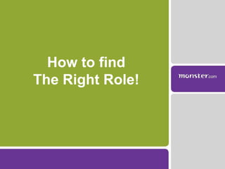 How to find  The Right Role! 