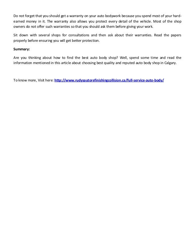 How to find the best Auto Body Shop in Calgary City