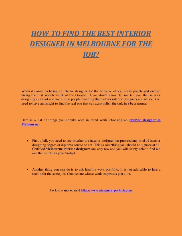 How To Find The Best Interior Designer In Melbourne For The Job