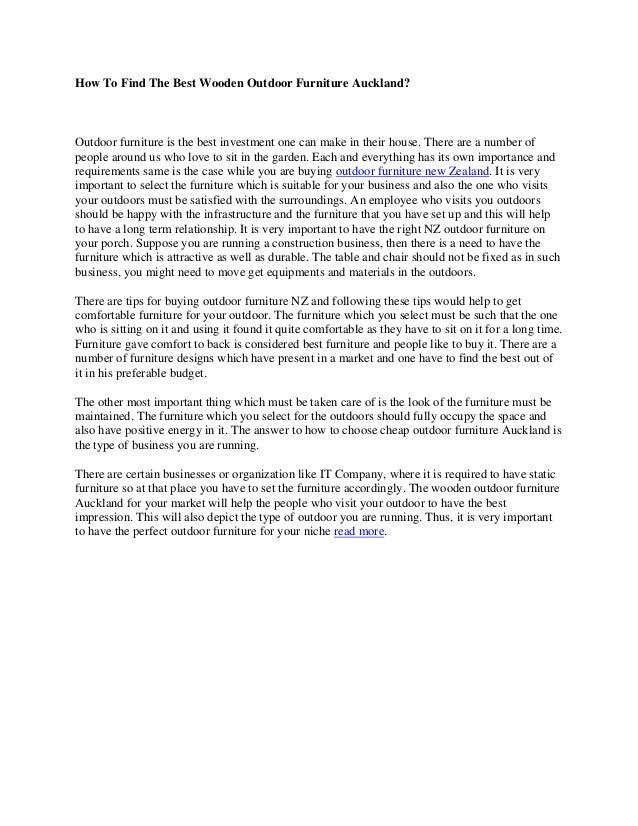 How to find the best wooden outdoor furniture auckland