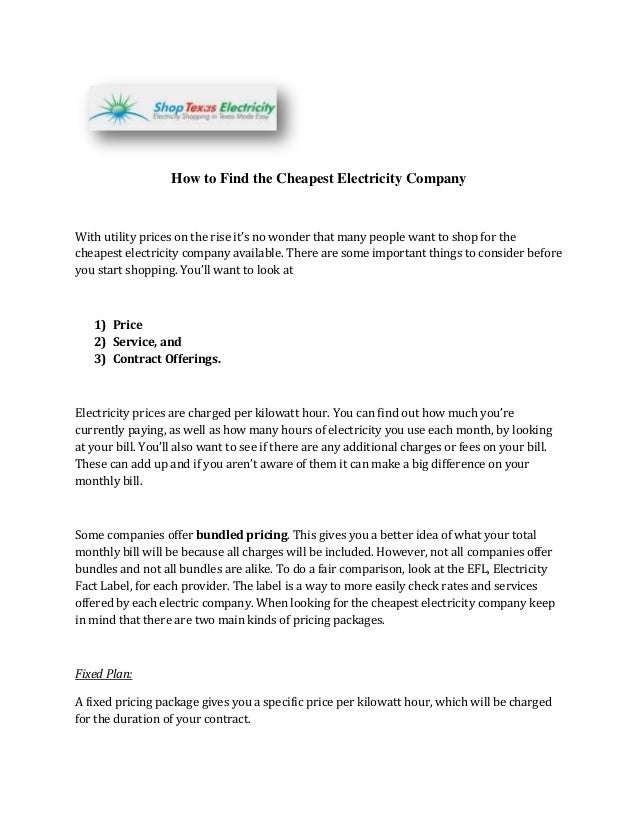 How to Find the Cheapest Electricity Company