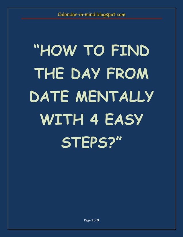how-to-find-the-day-from-date-mentally-pdf-free-download