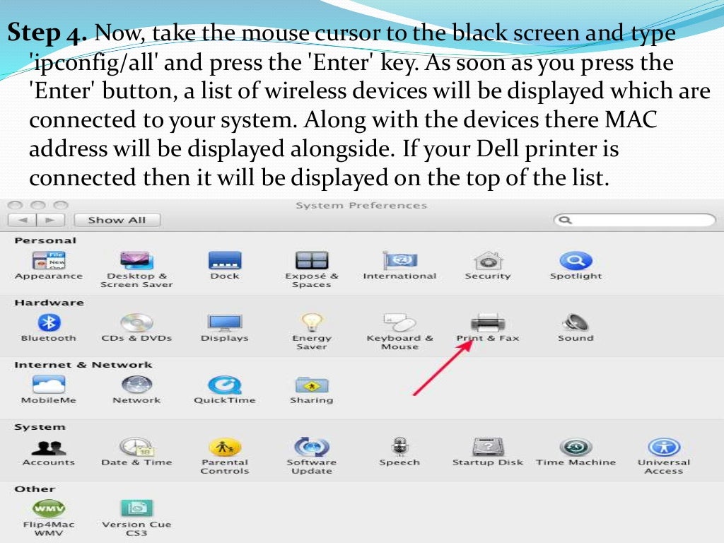 finding the mac address of a printer