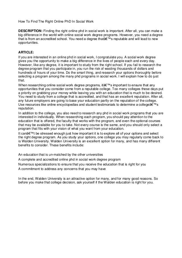 Social Work Degree Online >> How To Find The Right Online Ph D In Social Work Rtf Social Work Degree Online >> How To Find The Right Online Ph D In Social Work Rtf