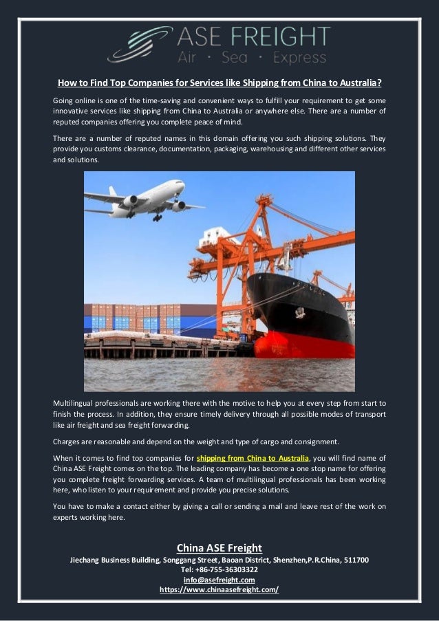 How To Find Top Companies For Services Like Shipping From China To Au Images, Photos, Reviews