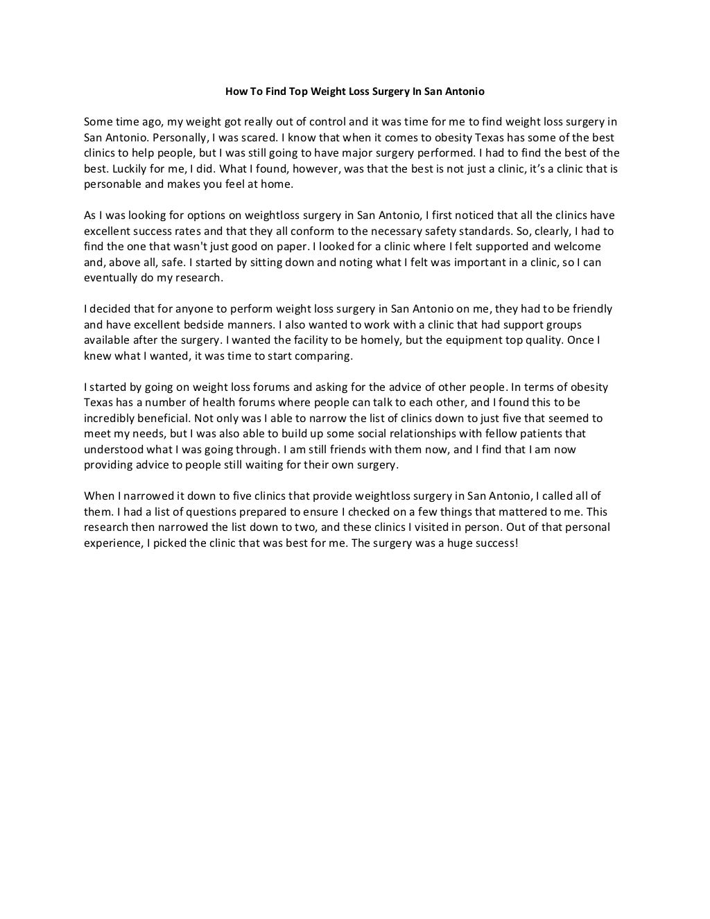 How To Find Top Weight Loss Surgery In San Antonio