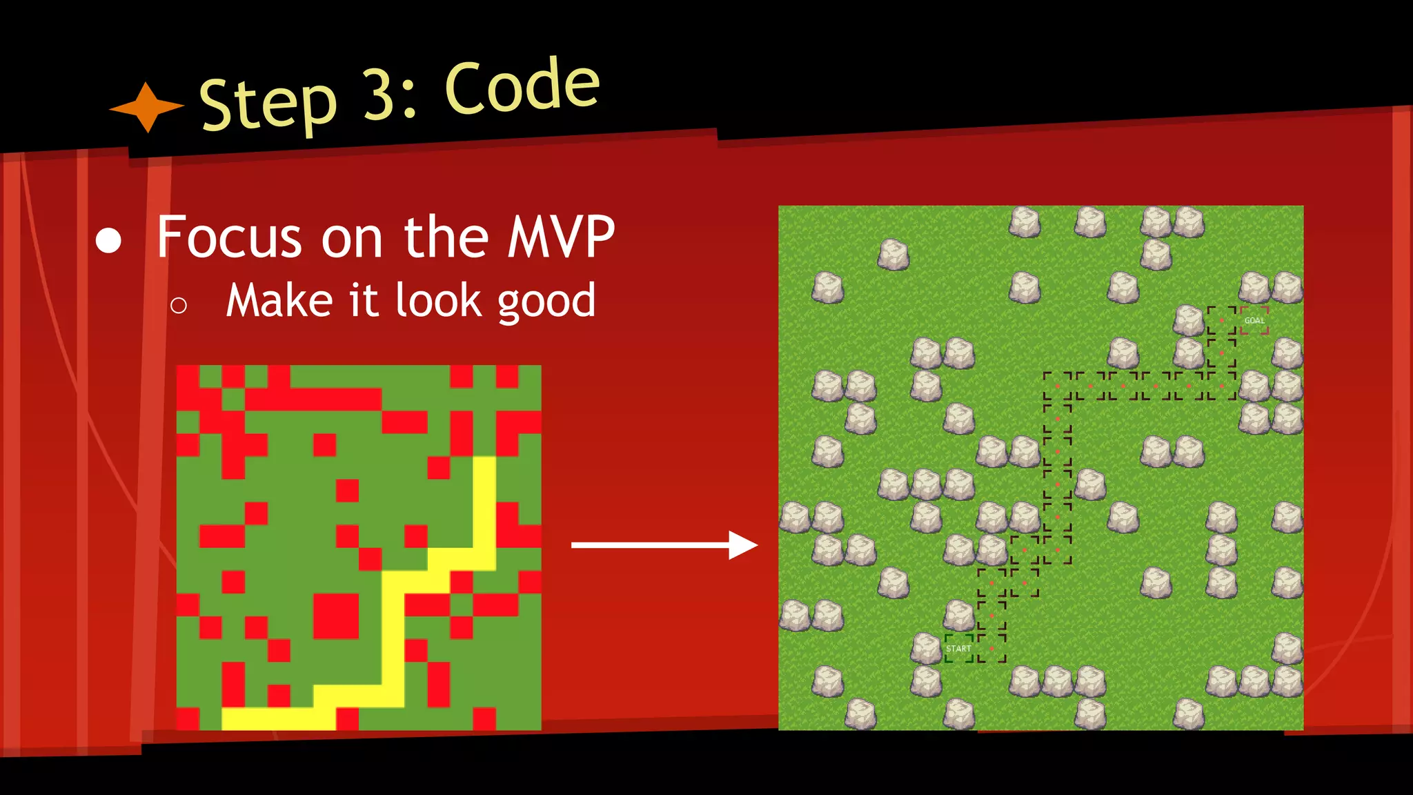 ● Focus on the MVP
○ Make it look good
 