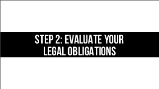 Step 2: evaluate your
legal obligations

 