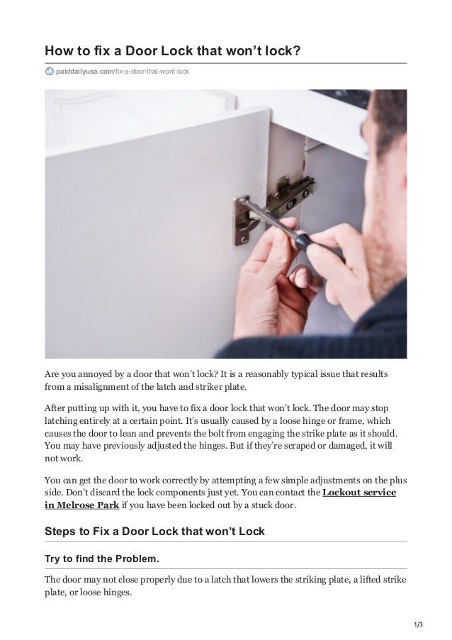 How to fix a door lock that wont lock?