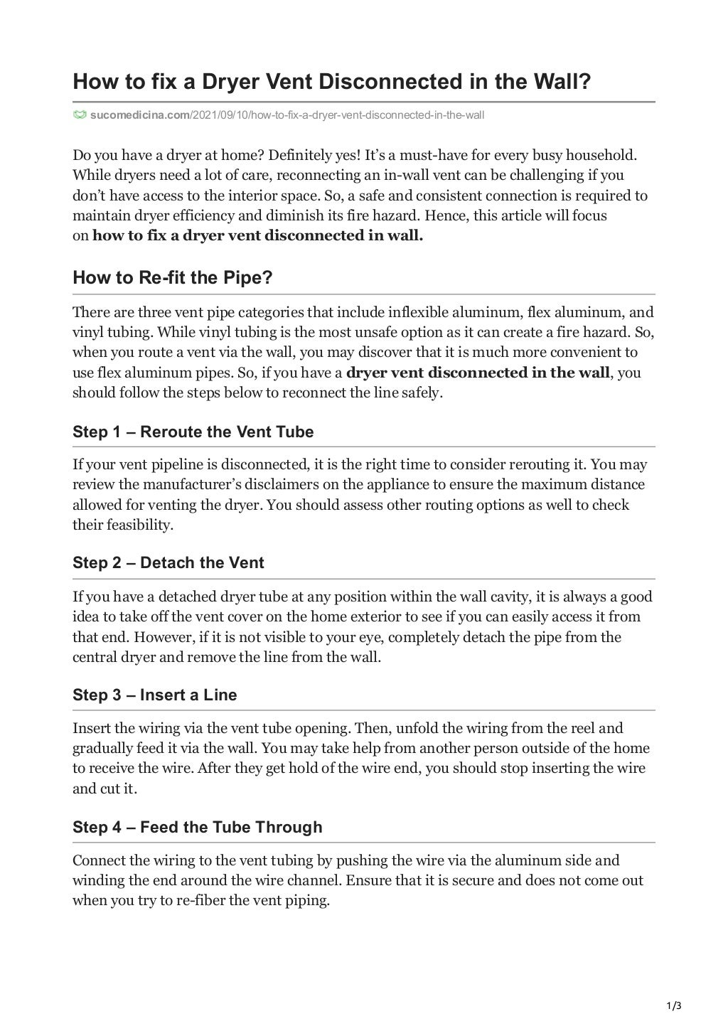 How to fix a Dryer Vent Disconnected in the Wall