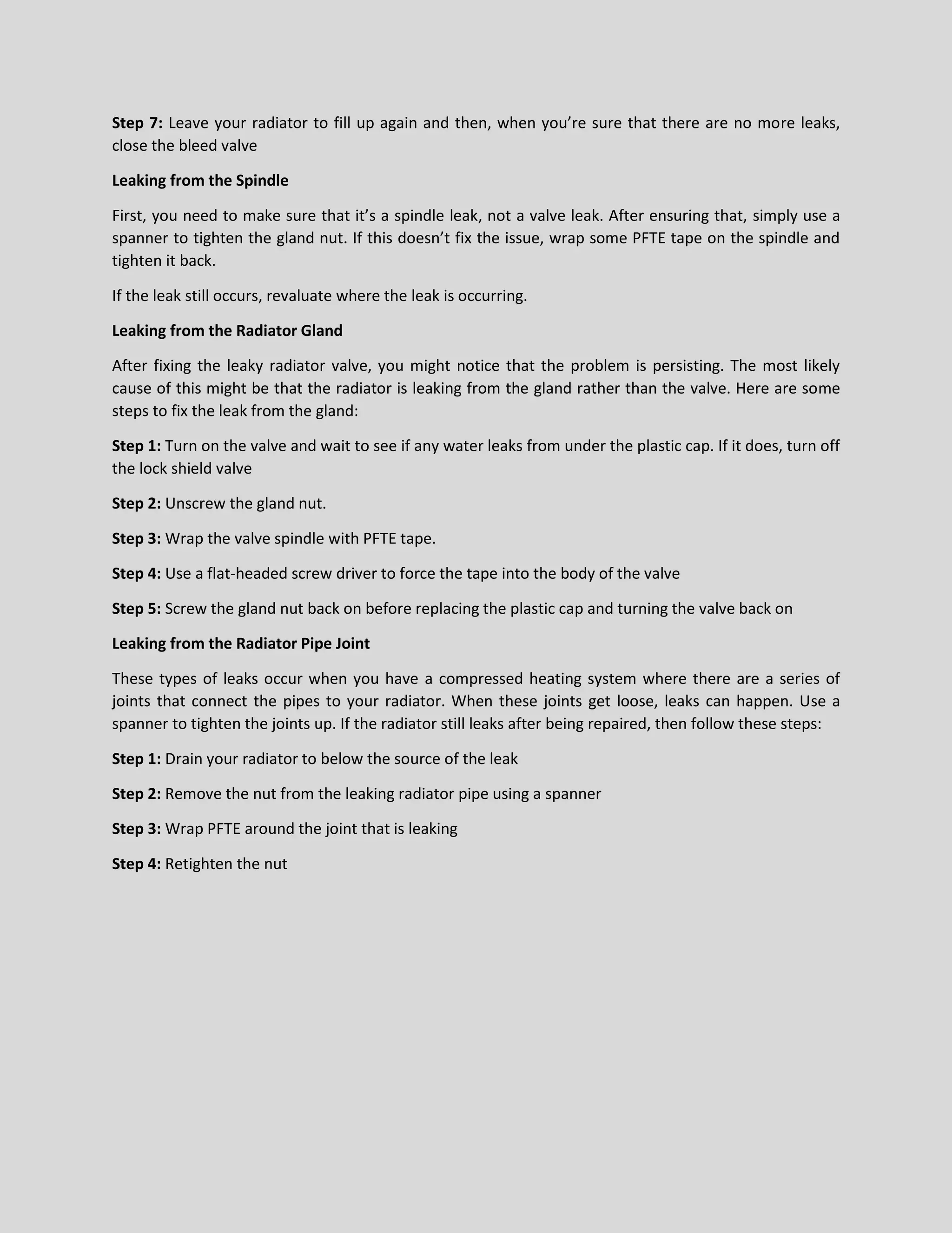 How to Fix a Leaking Radiator? | PDF