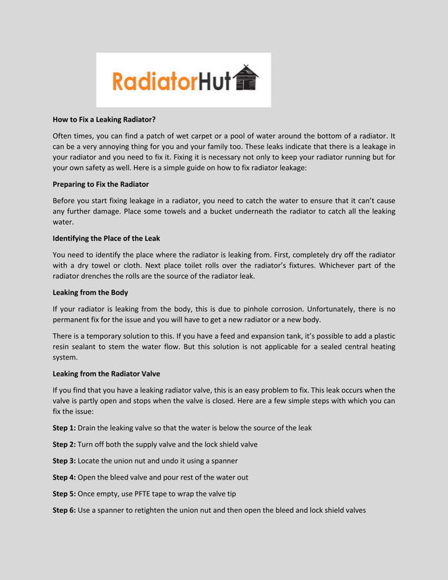 How to Fix a Leaking Radiator? | PDF