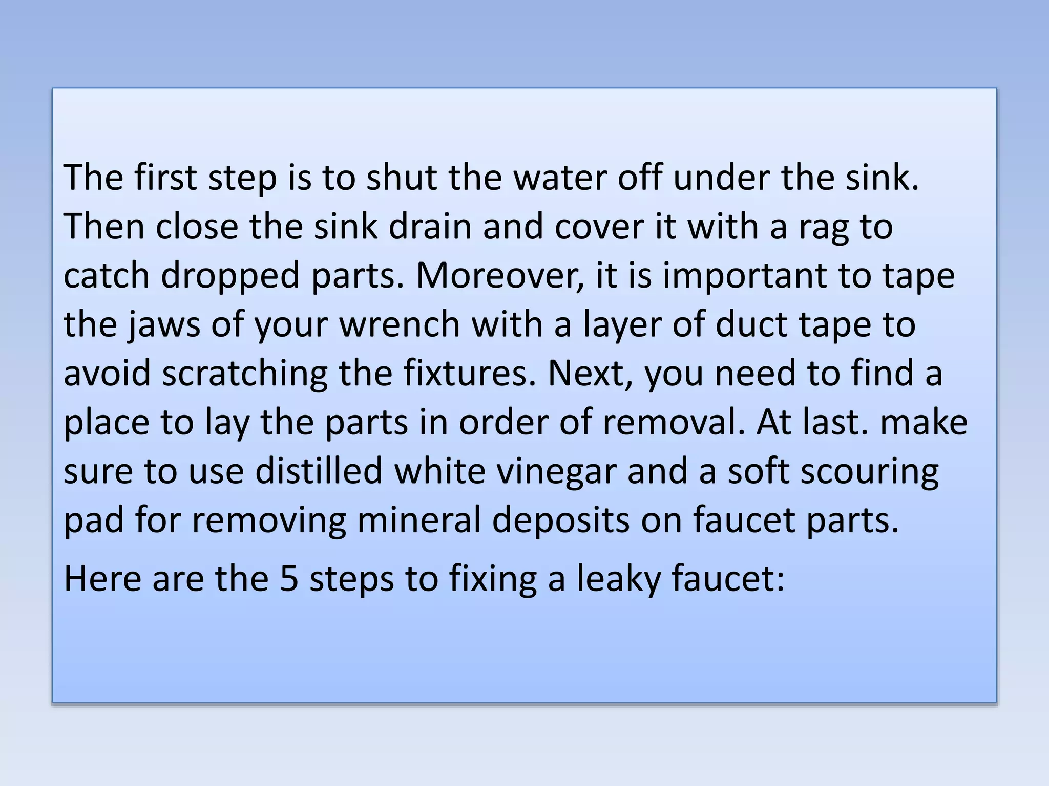 How To Fix A Leaky Faucet | PPTX