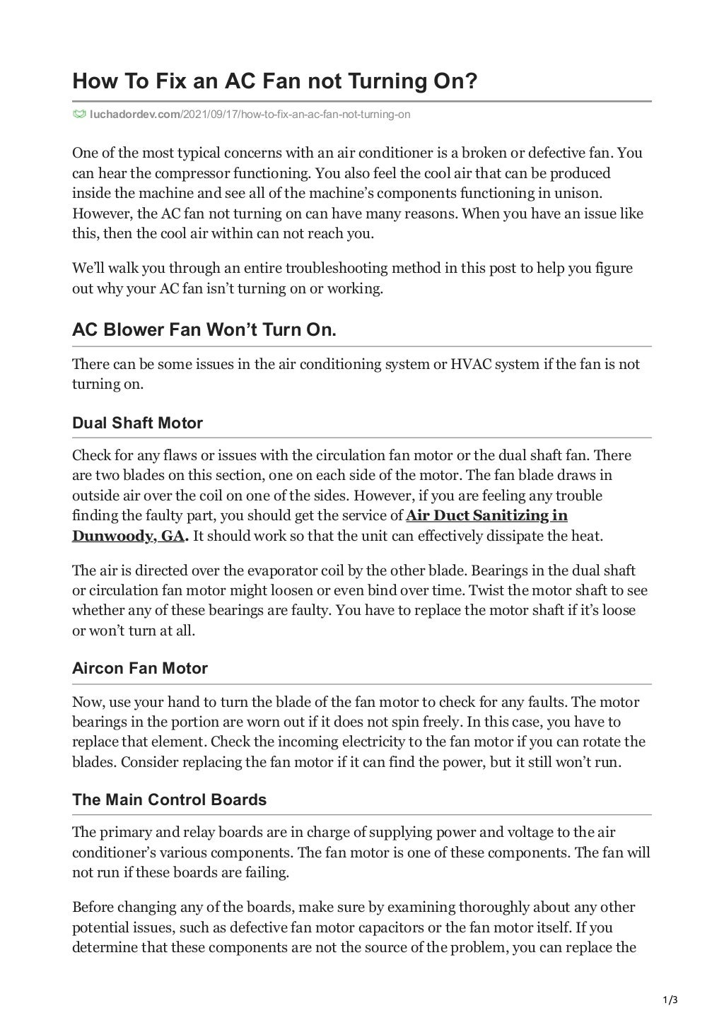 How To Fix an AC Fan not Turning On