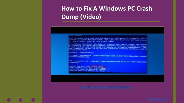 How to fix a windows pc crash dump