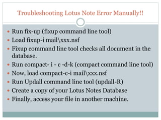 How to fix ‘database is corrupt: cannot allocate space’ error in lotus ...