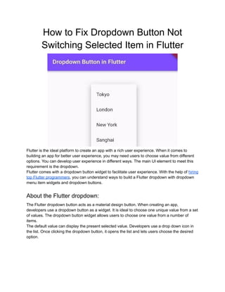 Guide to Fix Dropdown Button Not Switching Selected Item | Flutter | PDF