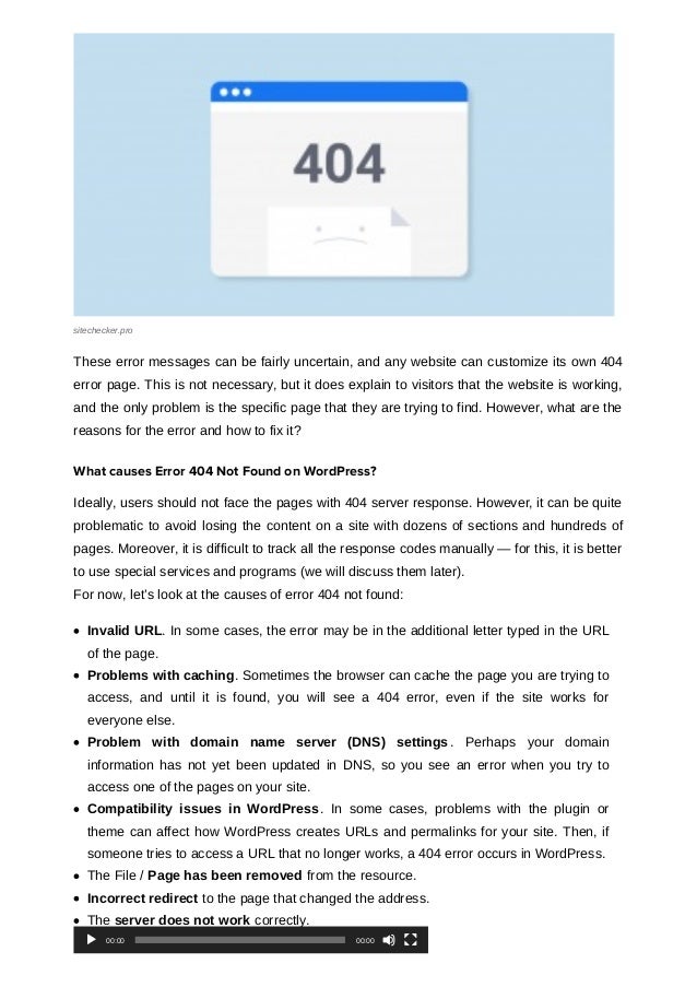 How to fix error 404 not found on word press