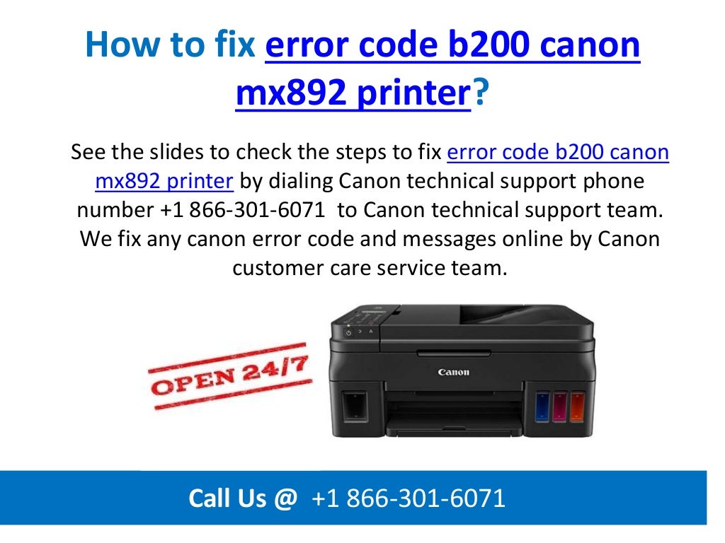 How to fix error code b200 canon mx892 printer call us +1 866 3016071