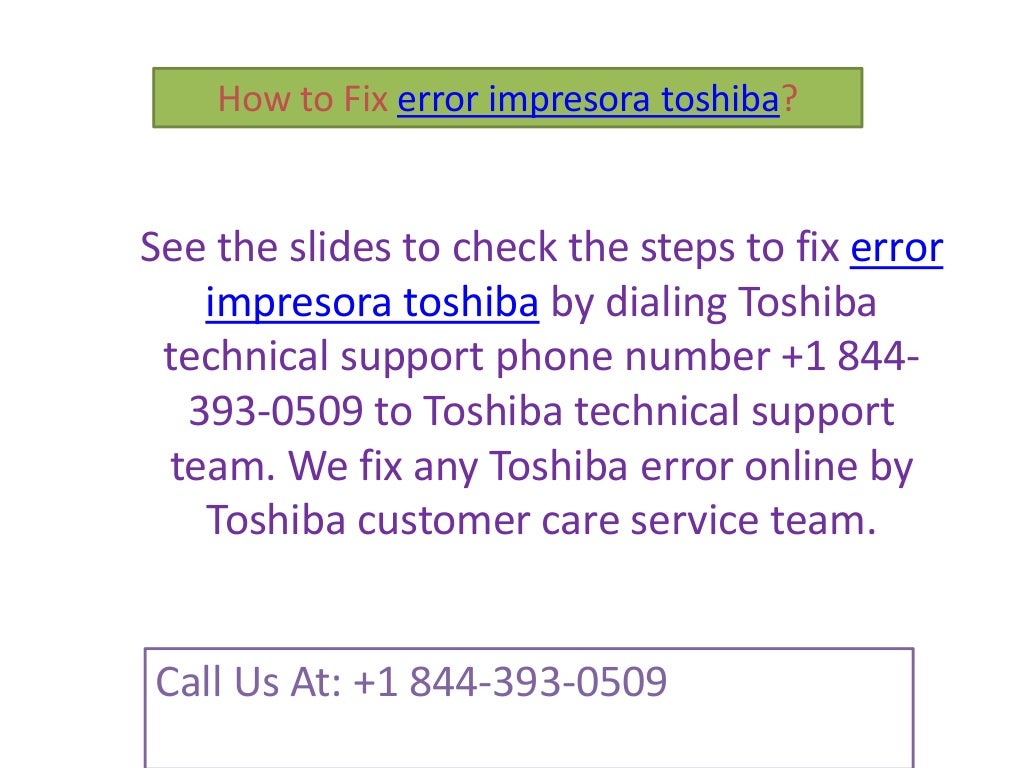 How to fix error impresora toshiba call +1 844 3930509