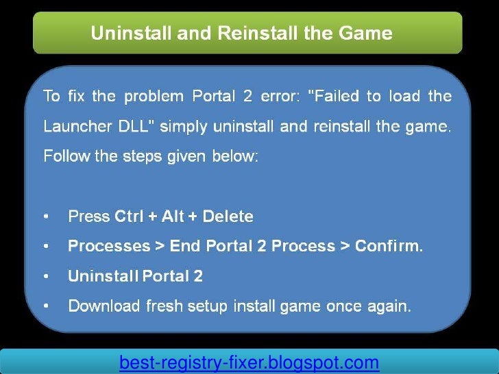 How to fix portal 2 error failed to load the launcher dll