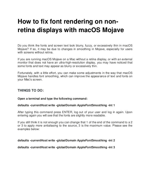 How to fix font rendering on nonretina displays with macOS Mojave