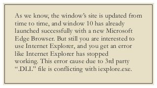 internet explorer stopped working windows 10