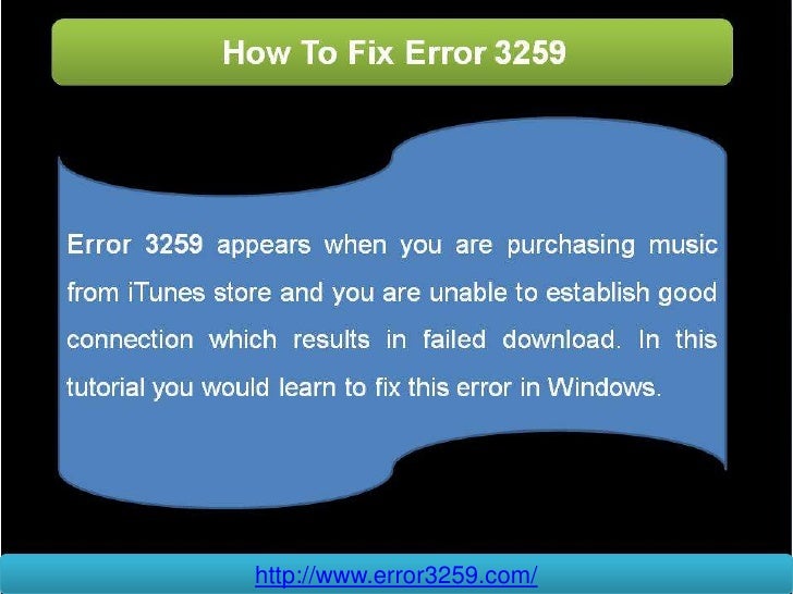 how to fix itunes error 3259