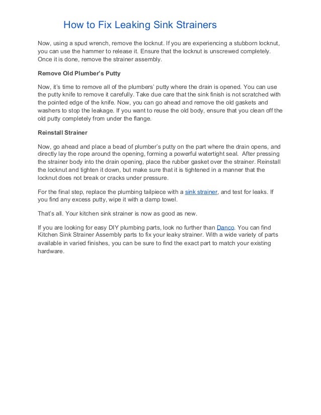 How to fix leaking sink strainers