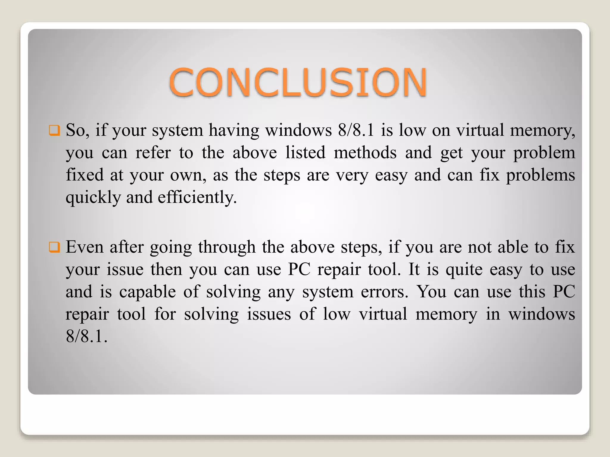 How To Fix Low Virtual Memory