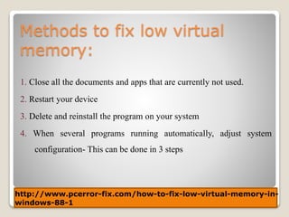 How to fix low virtual memory in windows | PPTX