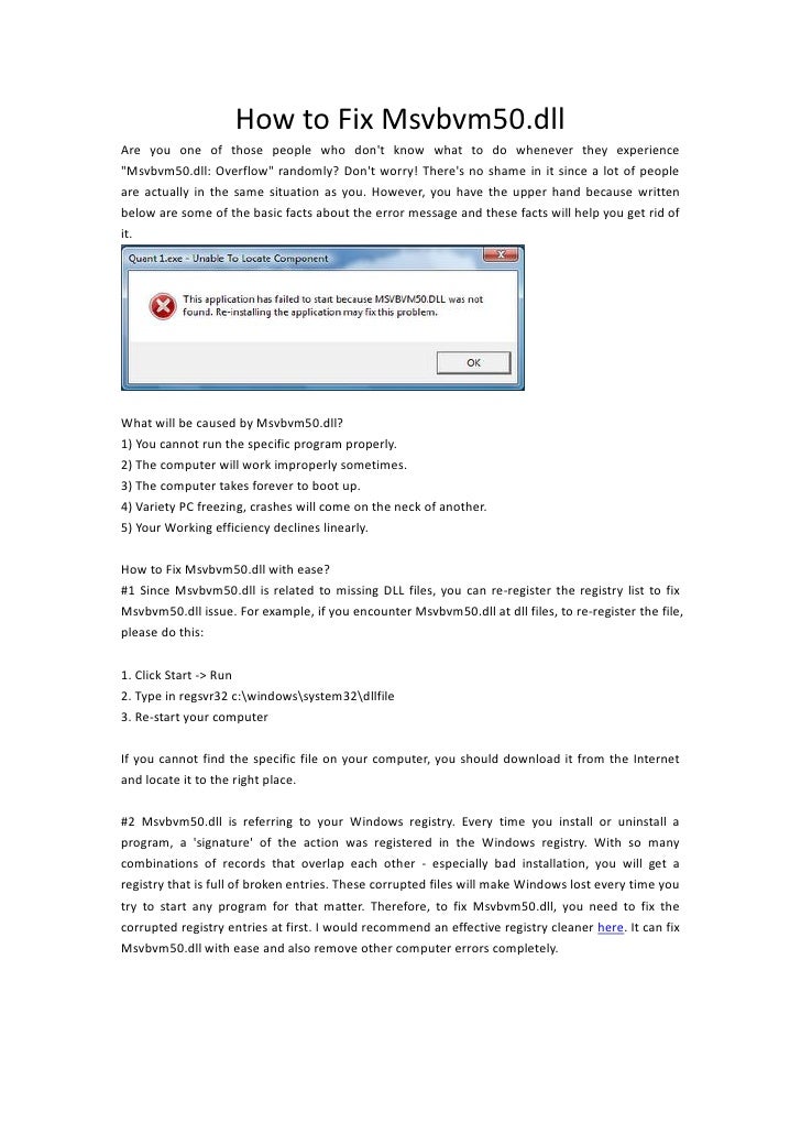 How To Fix Msvbvm50.Dll